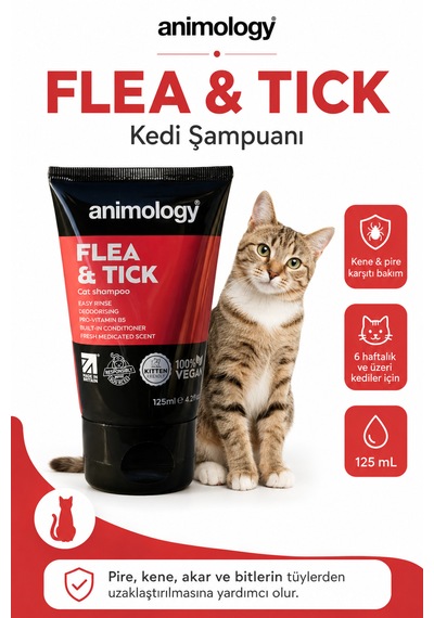 Animology Flea Tick Kediler İçin Kene Ve Pire Kovucu Şampuan 125 Ml
