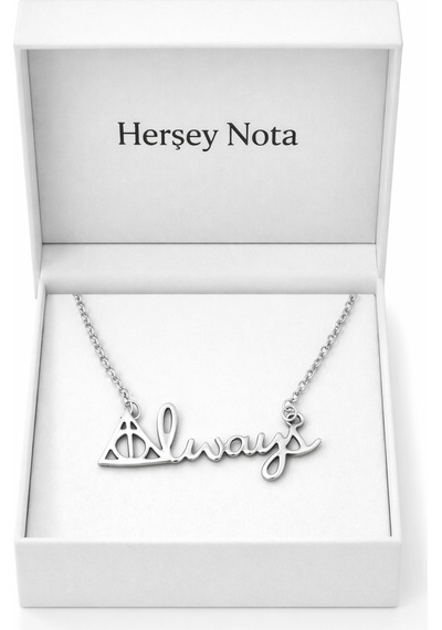 Unisex Silver Renk Deathly Hallows Yazı Figürlü Metal Kolye 60 Cm Çok renkli