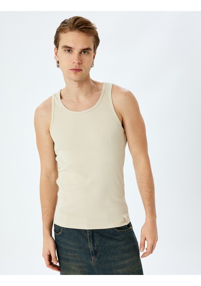 Koton Bisiklet Yaka Slim Fit Kolsuz Basic Atlet Bej 5sam30003mk Ekru
