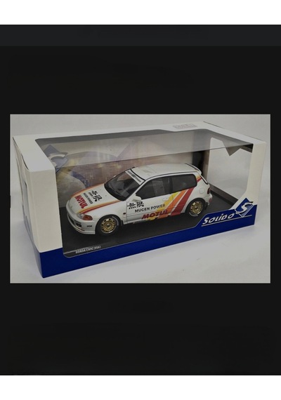 Solido 1:18 1992 Honda Civic Eg6 Works Mugen Racing White Model Araba