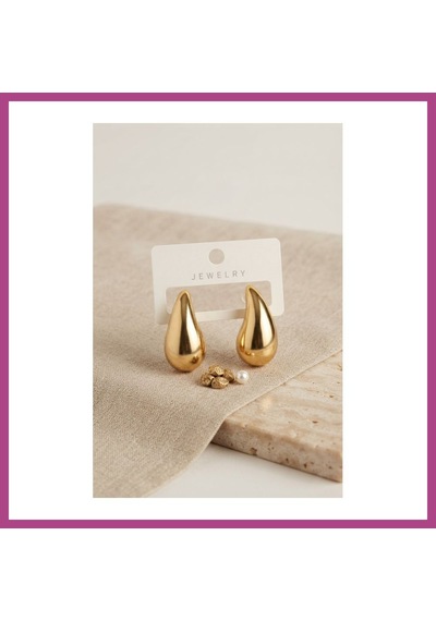 Gees Global Gold Renk Damla Küpe 30 Mm Gbzs