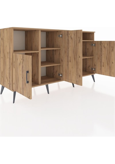 Kronos Konsol 5 Raflı 4 Kapaklı 176x59x99 Çam-çam Çam-çam