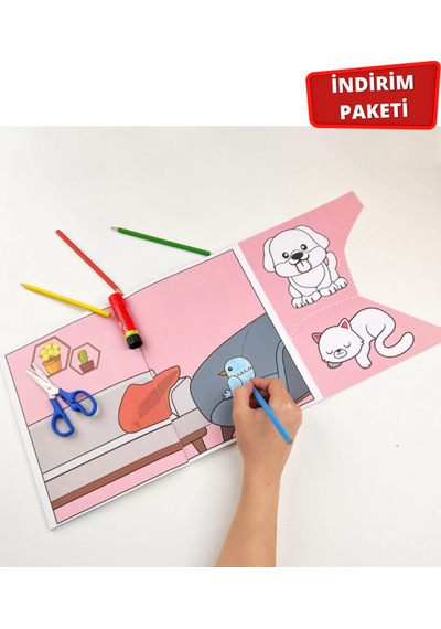 12-24 Ay Cırt Cırtlı Etkinlik Kitabı Ve Kes Boya Yapıştır Hayvanlar