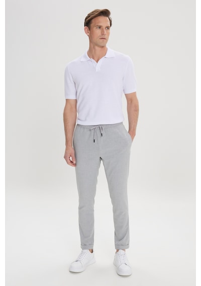 Ac&Co / Altınyıldız Classics Slim Fit Dar Kesim Beli Bağlamalı Yan Cepli Erkek Pantolon - Gri
