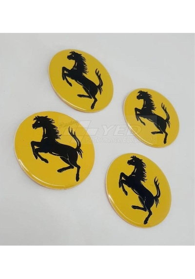 Ferrari Jant Göbeği Yapıştırma Sticker Sarı 54mm 4 Adet