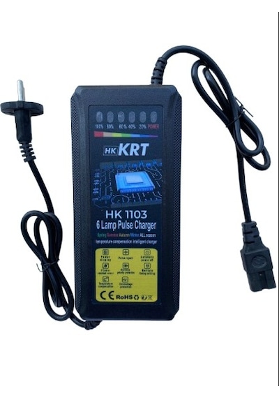 Krt Hk-1103 60 Volt 20 Ah Tam Otomatik Devre Kesicili Elektrikli Bisiklet Engelli Sandalye Scooter Şarj Göstergeli Adaptör Şarj Aleti 2.8a