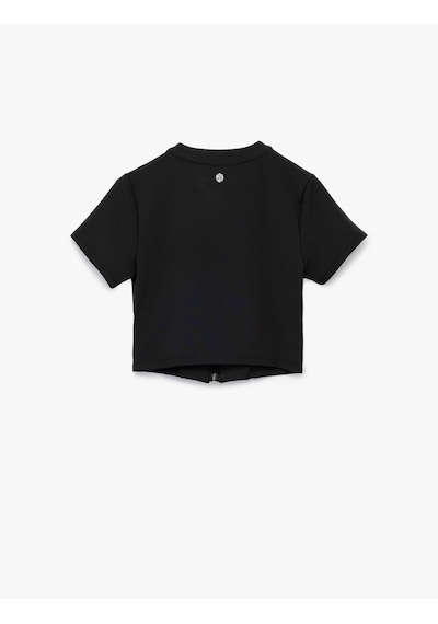 Koton Slim Fit Kısa Kollu Fermuarlı Spor Tişört Siyah 6wak10099nk SIYAH