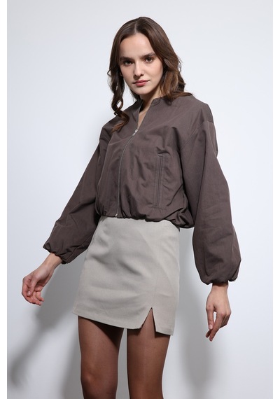 Antioch Crop Kadın Bomber Mont Kahverengi