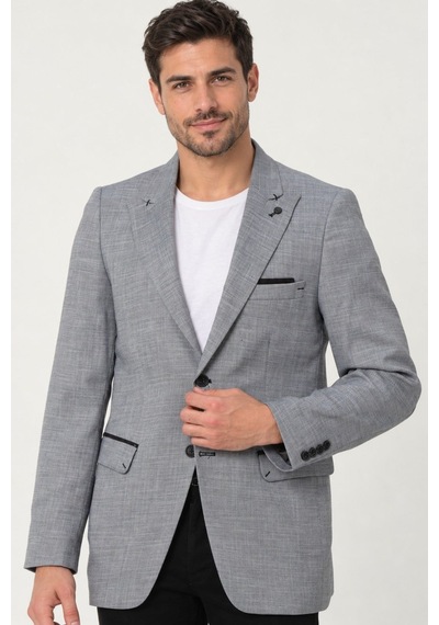 C8058 Dewberry Erkek Ceket-düz Gri