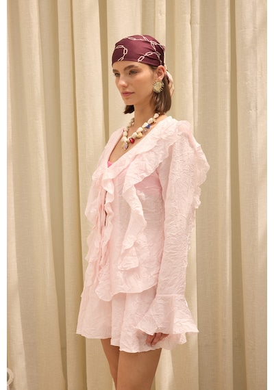 Mai Collection Aliza Pembe Gömlek Şort Takım