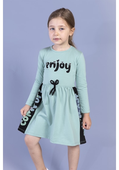 Toontoy Kız Çocuk Taş İşlemeli Enjoy Baskılı Elbise Yeşil Toontoy Kız Çocuk Taş İşlemeli Enjoy Baskılı Elbise Yeşil