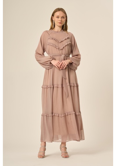 Ftz Women Kadın Simli Elbise Beige 31144 Beige
