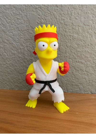 Bart Simpson Karateci Figür Street Fighter Temalı Dekoratif Masaüstü Süs Oyuncak