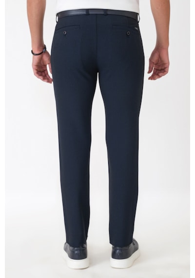Slim Fit Yan Cep Esnek Yünlü Lacivert Pantolon P 1232