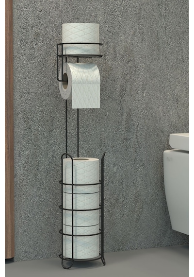 Zabata Tuvalet Kağıtlığı Wc Kağıtlık Yedekli Metal Tuvalet Kağıdı Standı Tutacağı Askısıı Siyah