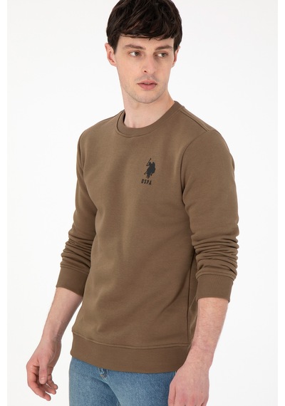 U.S. Polo Assn. Erkek Regular Fit Bisiklet Yaka Haki Sweatshirt 50292596-VR027
