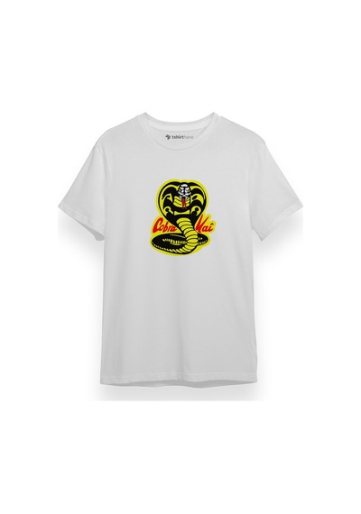 Cobra Kai Logo Beyaz Kısa Kol Erkek Tshirt 001