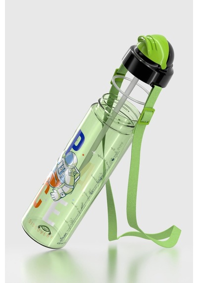 Renga Migo Desenli 630 Ml Askılı Pipetli Tritan Çocuk Matara 912143 Yeşil Yeşil