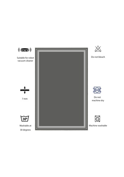Dijital Kaymaz Yıkanabilir Mutfak Banyo Salon Paspas Halısı Trend Modern Al4007 Antrasit