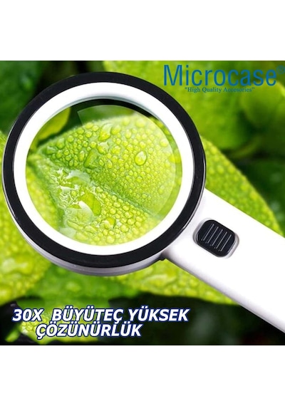 Microcase 90mm 30x Hd 12 Led Işık Aydınlatmalı El Tipi Büyüteç -al4610