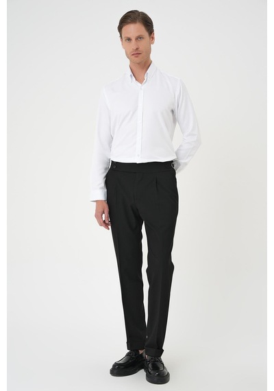 Efor Comfort Fit Beli Tokalı Pileli Siyah Jogger Pantolon P 1170 Siyah