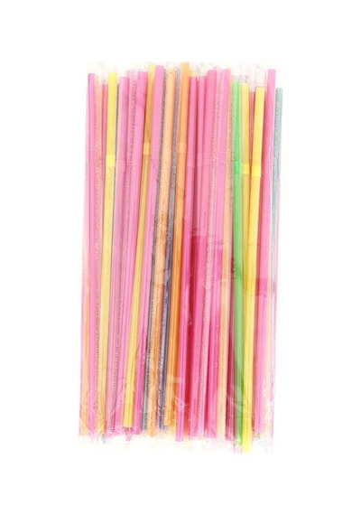Plastik Jelatinli Ince Körüklü Renkli Pipet - 100 Adet