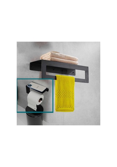 Risingmaber Metal Banyo Havlu Askılığı & Tuvalet Kağıdı Askılığı 2li Set Mat Siyah Mt53s Diğer