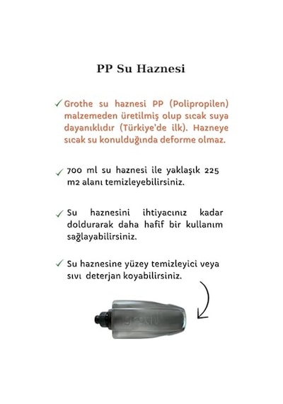 Grothe Wipe Sprey Mop Gri 4 Mop Bezli Tıpasız Sistem 700 Cc Su Hazneli Mikrofiber Parke Mermer Fayans İçin Üretici Garantili Açık Bej