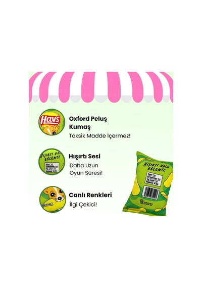 Havhav Yeşil Hav's Peluş Cips Hışırtı Sesli Köpek Oyuncağı