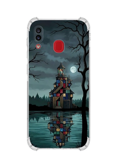 Printify Samsung Galaxy A20 İle Uyumlu Simya Serisi Gölge Ve Cam Tasarımlı Uv Baskılı Köşe Korumalı Antişok Kılıf Şeffaf