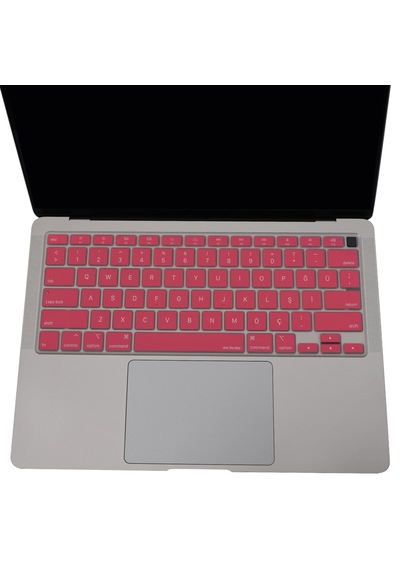 Apple Uyumlu Macbook Air 13 Klavye Koruyucu A2337 A2179 Türkçe Baskılı Us İngilizce Enter Ultra İnce Silikon Pembe