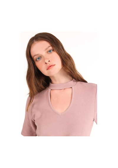 Colin's Colins Dar Kesim Yarım Balıkçı Yaka Pembe Kadın Tshirt K.kol Cl1065127 Pembe