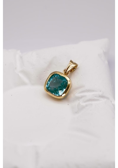 Mavi Topaz Taşlı 14 Ayar Altın Kolye Ucu Modern Detaylarıyla Işıltılı Ve Göz Alıcı-7664