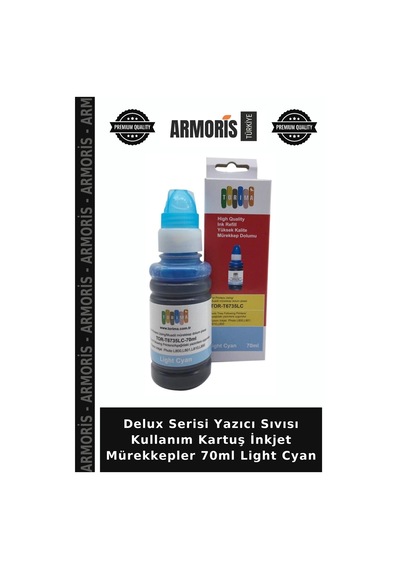 Delux Serisi Yazıcı Sıvısı Kullanım Kartuş İnkjet Mürekkepler 70ml Light Cyan
