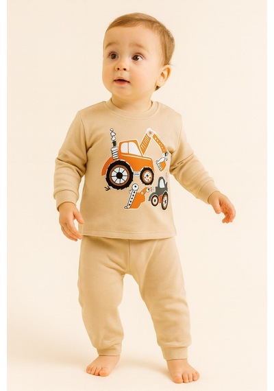 Aden Kids Çocuk Mevsimlik Penye Pijama Takımı Bej