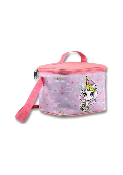 Ümit Çanta Termoslu/ısı Yalıtımlı Beslenme Çantası - 5016 - Gökkuşağı Unicorn, Turkuaz Pembe Kız Çocuk Lila - Pembe