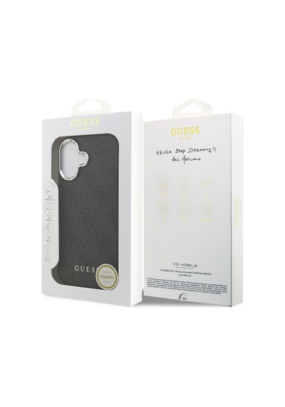 Apple Uyumlu iPhone 17 Kılıf Guess Lisanslı M-safe Özellikli 4g Klasik Yazı Logolu Kapak Siyah Siyah