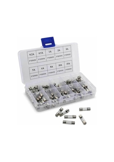 Cam Tüp Sigorta Seti 100 Parça 0.2a 0.3a 1a 2a 3a 5a 8a 10a 15a 20a Yüksek Voltaj Aşırı Akım