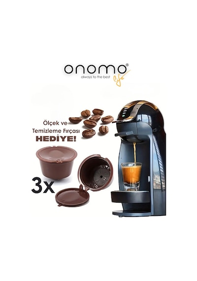 Dolce Gusto Uyumlu Kahve Kapsülü 3 Adet Yeniden Kullanılabilir Kahverengi