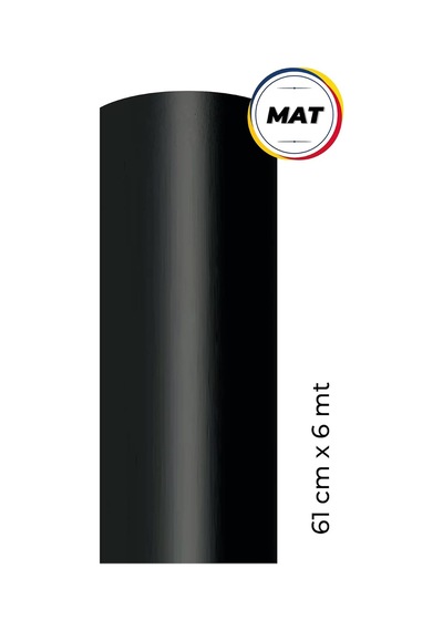 Tr Mat Siyah Yapışkanlı Kaplama Folyosu 61 Cm X 6 Mt Genel