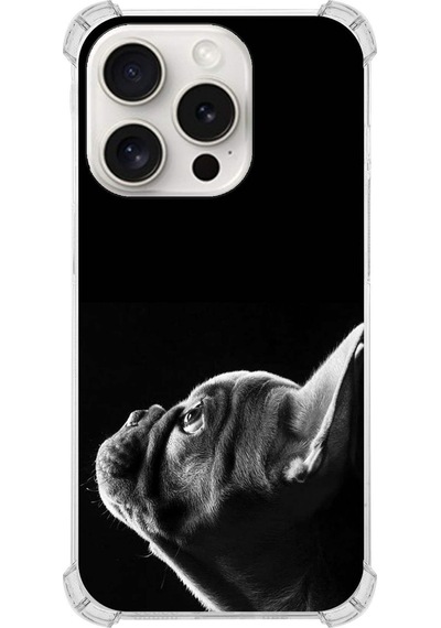 Apple Uyumlu iPhone 15 Pro Köpek 1 Baskılı Şeffaf Köşe Korumalı Antişok Kılıf