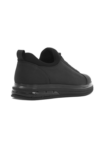 Erkek Siyah Kalın Tabanlı Mat Deri Sneaker