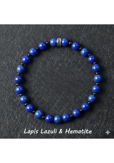 Sıkma Lapis Lazuli Ve Hematit Doğal Taş Bilekliklerle Çok Renkli