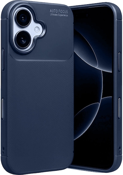 Apple Uyumlu iPhone 17 Kılıf Karbon Silikon Case Kapak Lacivert