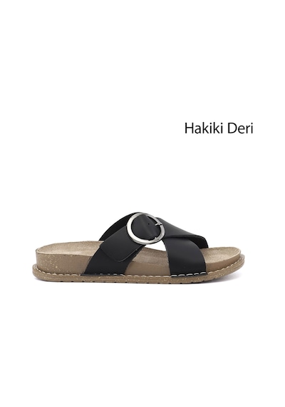 Gönderir Gönderi R Kadın Siyah Çapraz Bantlı Hakiki Deri Terlik Dyza83042017
