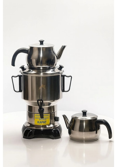 Armağan Çelik Kapaklı Semaver - 4,5 Litre - Gizli Rezistans - 430 Kalite Paslanmaz Çelik - Model 163377132117