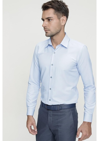 Efor Slim Fit Pamuk Saten Klasik Mavi Gömlek Gk 624 Mavi