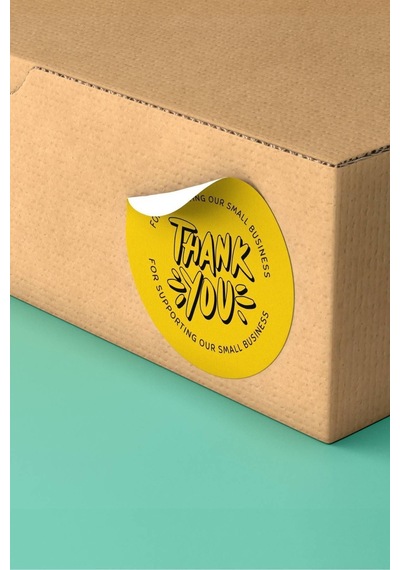 Small Business Thank You Sarı Sticker 3x3cm St2223 Çok Renkli