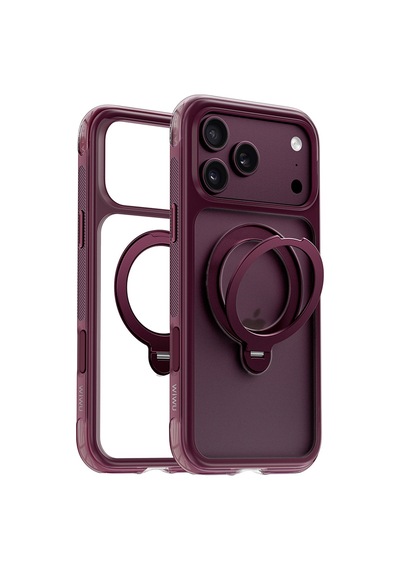 Apple iPhone Uyumlu 18 Pro Kılıf Wiwu Ag-203 Aeroguard Ultra Serisi M-safeli Airbag Tasarımlı Standlı Kapak Bordo