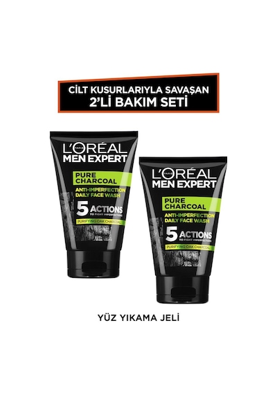 L'Oréal Paris Men Expert Pure Charcoal Yüz Yıkama Jeli 2 x 100 ML
